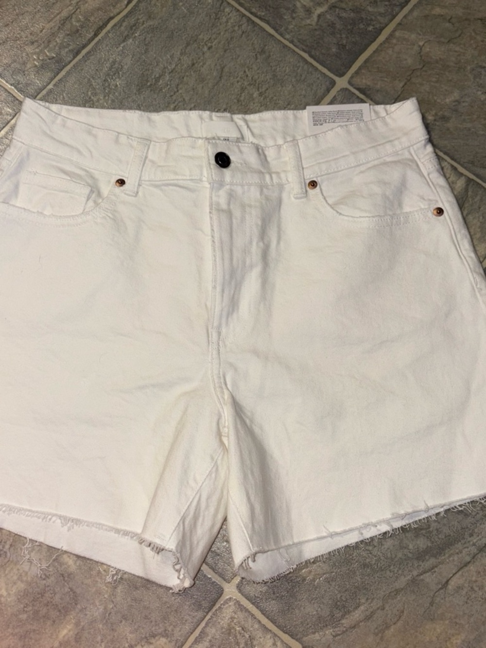 H&M White High-Rise Denim Cutoff Shorts